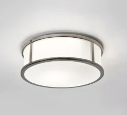 Applique ou plafonnier, Mashiko Round 230, blanc, chrome, IP44, Ø23cm, H8,2cm - Astro