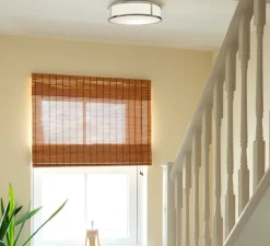 Plafonnier & Spot*Astro Applique ou plafonnier, Mashiko 400 Round, verre, opal, chrome poli, IP44, Ø40cm, H10cm - blanc, chrome poli