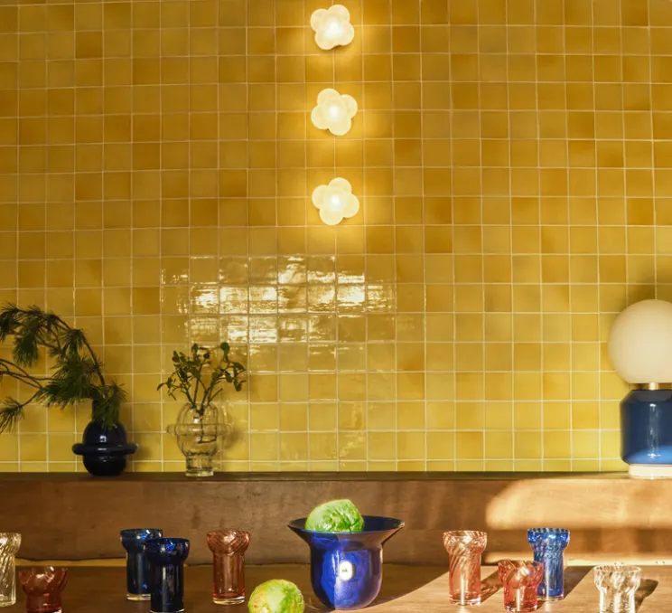 Applique ou plafonnier, Mimosa, blanc, chrome, Ø16,7cm, H14,7cm - Margaux Keller Collections