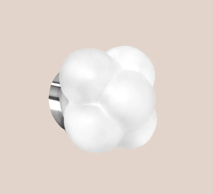 Applique ou plafonnier, Mimosa, blanc, chrome, Ø16,7cm, H14,7cm - Margaux Keller Collections