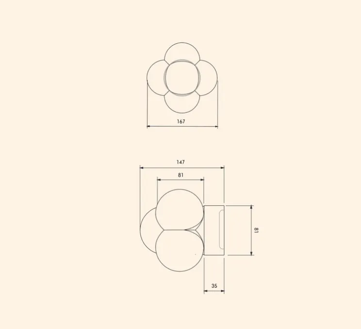 Applique ou plafonnier, Mimosa, blanc, chrome, Ø16,7cm, H14,7cm - Margaux Keller Collections