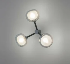 Applique*Tooy Applique ou plafonnier, NABILA-552.73, , verre fumé, Ø38cm, H14cm - noir et chrome