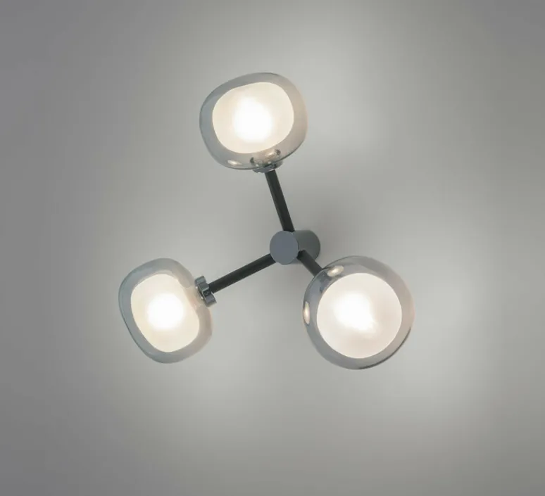 Applique*Tooy Applique ou plafonnier, NABILA-552.73, , verre fumé, Ø38cm, H14cm - noir et chrome