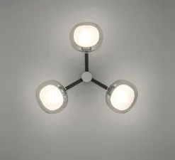 Applique*Tooy Applique ou plafonnier, NABILA-552.73, , verre fumé, Ø38cm, H14cm - noir et chrome