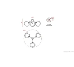 Applique*Tooy Applique ou plafonnier, NABILA-552.73, , verre fumé, Ø38cm, H14cm - noir et chrome