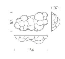 Applique ou plafonnier, Nuvola, blanc, LED, dim, 2700K, 4500 lm, L154cm, H37cm-Nemo Lighting