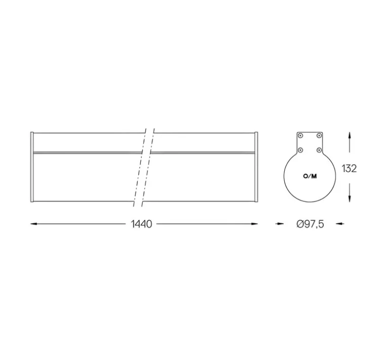 Applique ou plafonnier, O975, blanc, IP44, LED, 4000K, 7900 lm, L144cm, H13,2cm - O/M Light
