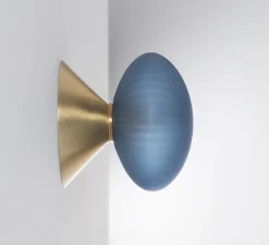 Applique ou plafonnier, Peak 6, Bleu texturé,laiton, Ø15cm, H14cm - SkLO Studio