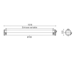 Applique ou plafonnier, Pissarro 100, laiton, IP66, LED, dim, 3000K, 2100 lm, Ø10cm, H101,8cm - Sammode