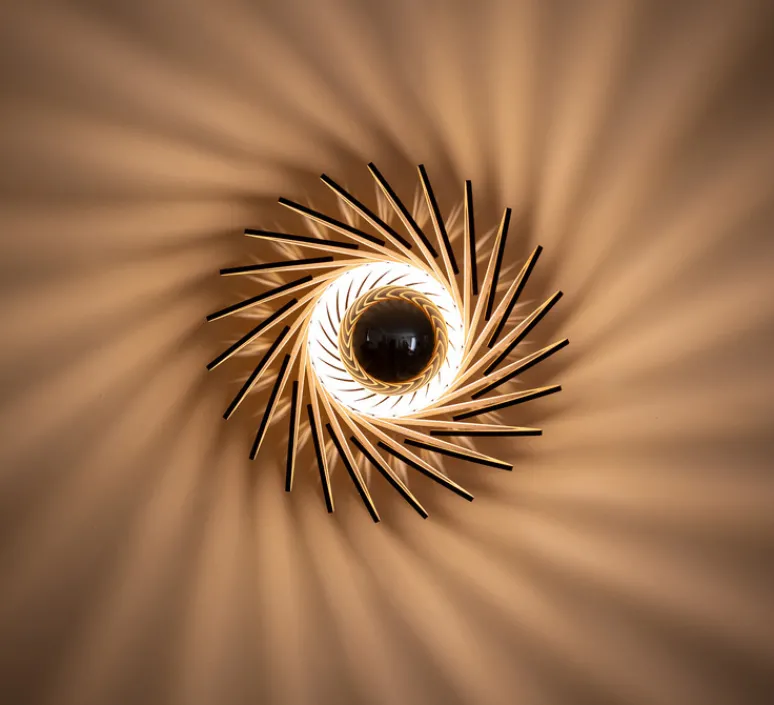 Applique|Plafonnier & Spot*Piatoni Applique ou plafonnier, Pianumayö, , Ø31cm, H17cm - bois de bouleau noir