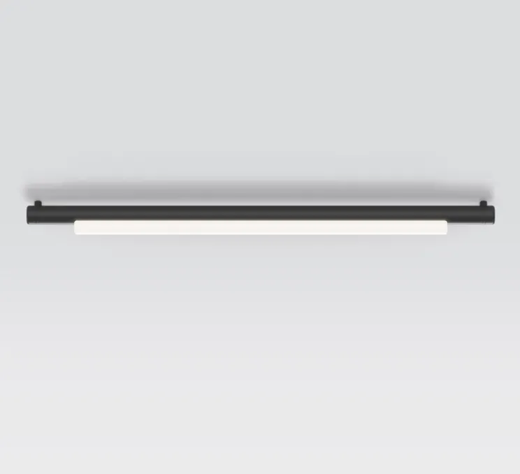 Applique ou plafonnier, Pipeline 125, corps noir et embouts noirs, dim coupure de phase, LED, 2700K, 716lm, H125cm, L5cm - A-N-D