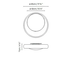 Applique ou plafonnier, Ring C45 , noir, Ø45cm, H11cm - B.lux