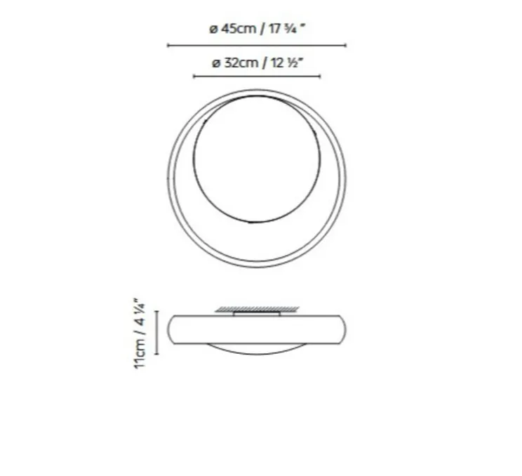 Applique ou plafonnier, Ring C45 , noir, Ø45cm, H11cm - B.lux