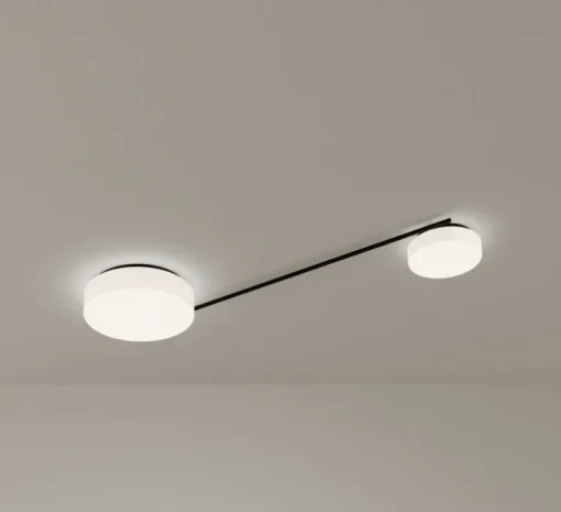 Applique ou plafonnier, Spark Double, noir et blanc, LED, dim, 3000K, 2735 lm, L132,3cm, H63,5cm - LEDS C4