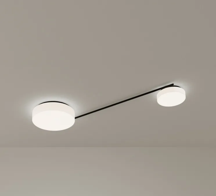 Applique ou plafonnier, Spark Double, noir et blanc, LED, dim, 3000K, 2735 lm, L132,3cm, H63,5cm - LEDS C4