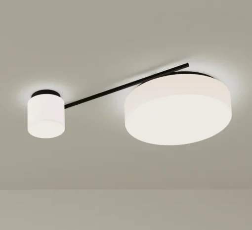 Applique|Plafonnier & Spot*LEDS C4 Applique ou plafonnier, Spark Double, , LED, dim, 3000K, 2507 lm, L67cm, H53,7cm - noir et blanc