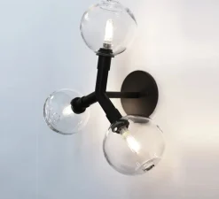 Plafonnier & Spot|Applique*SkLO Studio Applique ou plafonnier, Stem x3, , Ø11cm, H39cm - Transparent, Noir oxydé