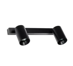 Applique ou plafonnier, Stan 2L, noir mat, orientable, L33,6cm, H9,8 cm max - Faro