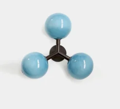 Plafonnier & Spot|Applique*SkLO Studio Applique ou plafonnier, Stem x3, , Ø11cm, H39cm - Bleu, Noir oxydé