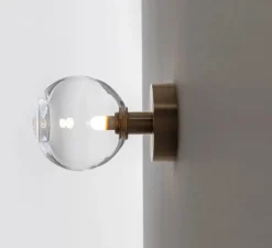 Applique ou plafonnier, Stem x1, Transparent, laiton brossé, Ø11cm, H15cm - SkLO Studio