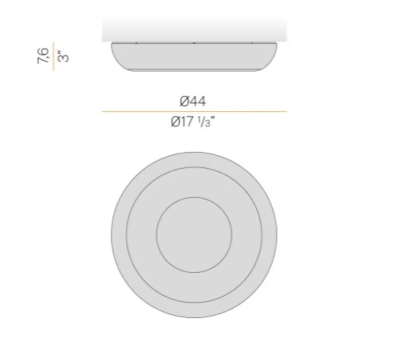 Applique|Plafonnier & Spot*Panzeri Applique ou plafonnier, Superbold 44, , IP40, LED, dim, 2700K, 1414 lm, Ø44cm, H7,6cm - noir