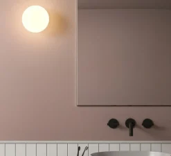 Applique|Plafonnier & Spot*Astro Applique ou plafonnier, Tacoma Surface, , IP44, Ø13,5cm, P15,4cm - noir mat, abat-jour Tacoma Glass opalin