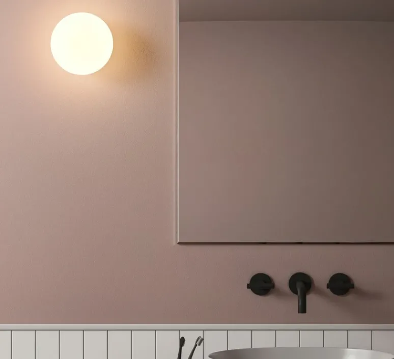 Applique|Plafonnier & Spot*Astro Applique ou plafonnier, Tacoma Surface, , IP44, Ø13,5cm, P15,4cm - noir mat, abat-jour Tacoma Glass opalin