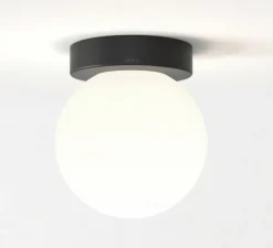 Applique|Plafonnier & Spot*Astro Applique ou plafonnier, Tacoma Surface, , IP44, Ø13,5cm, P15,4cm - noir mat, abat-jour Tacoma Glass opalin