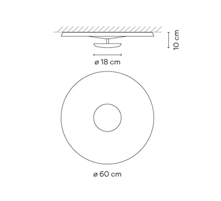 Plafonnier & Spot|Applique*Vibia Applique ou plafonnier, Top 1160, , LED, 2700K, 2880lm, Ø60cm, H10cm - blanc