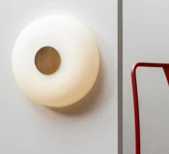 Plafonnier & Spot|Applique*Fontana Arte Applique ou plafonnier, Tropico Media, , dim, LED, 3000K, 3000lm, Ø36cm, H9,6cm - blanc, or glossy