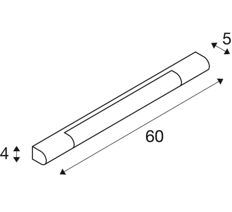 Applique ou plafonnier, Trukko 60, plastique, zinc, LED, 3000K, 450lm, IP44,L60cm, H4cm - Slv