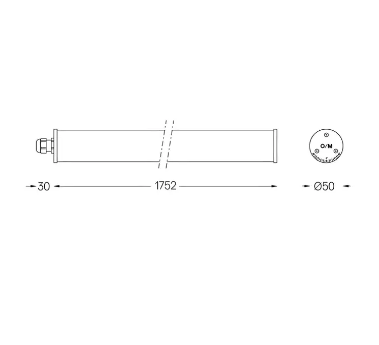 Applique ou plafonnier, Tubo 50 LED, blanc, transparent, IP67, dim, 2700K, 3150 lm, L175.2cm, H6,7cm - O/M Light