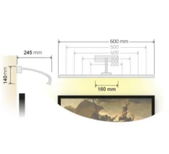 Applique*Tekni Led Applique pour tableaux, Paris, , LED, 3000K, IP44, L53cm, H14cm - Laiton Brossé vernis mat