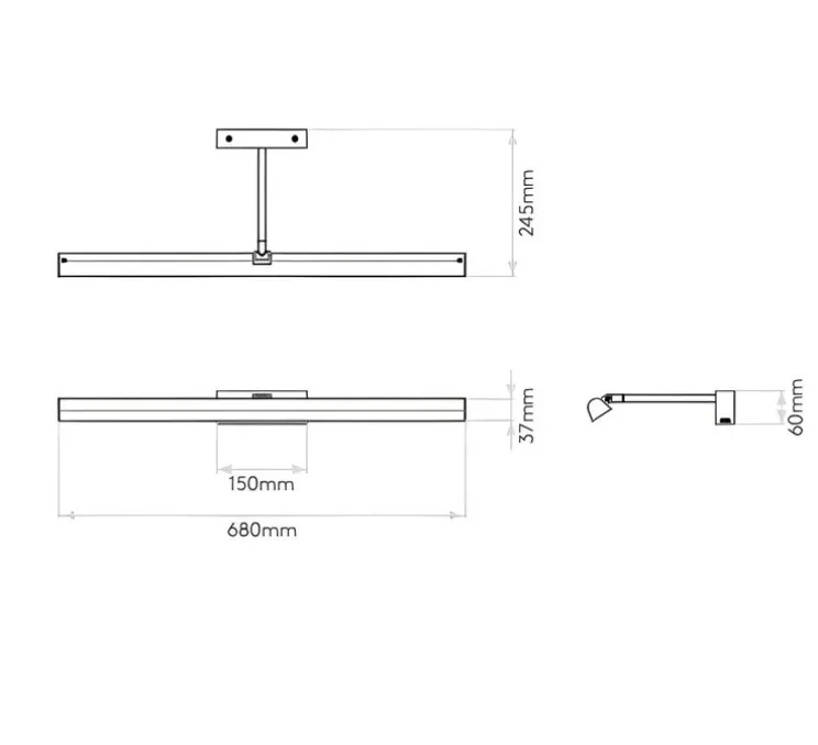 Applique pour tableaux, Renoir 680, bronze, LED, 2700K, 367lm, L68cm, H6cm - Astro