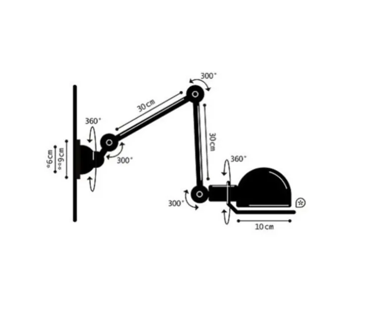 Applique, Signal 2 bras, SI331,noir mat, L70cm, H30cm- Jieldé
