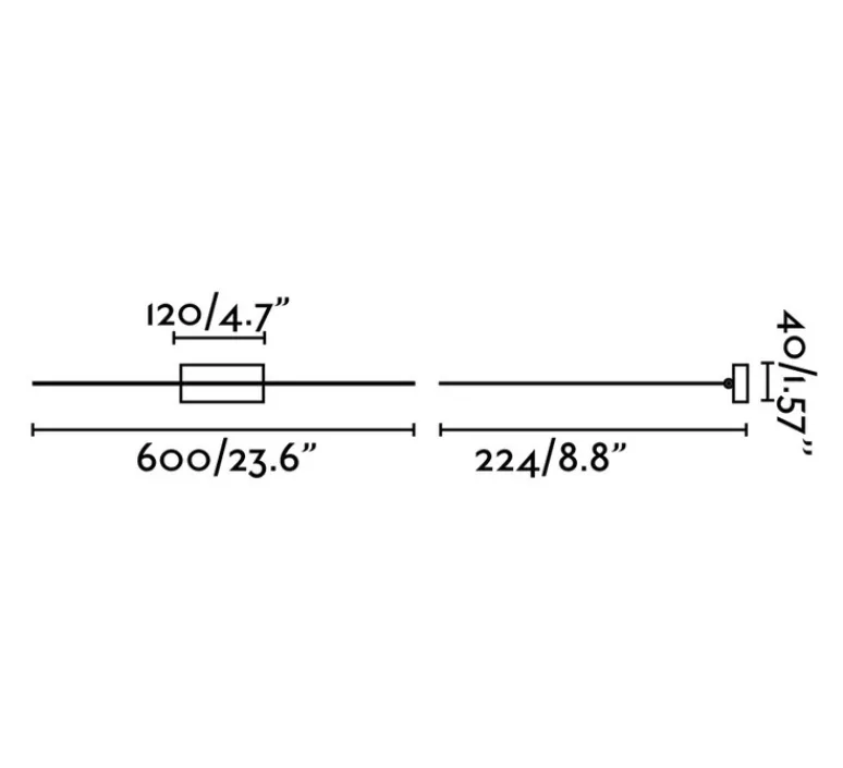 Applique*Faro Applique tableau, Magritte, , LED, 3000K, 750lm, L60cm, H5cm - niquel mate