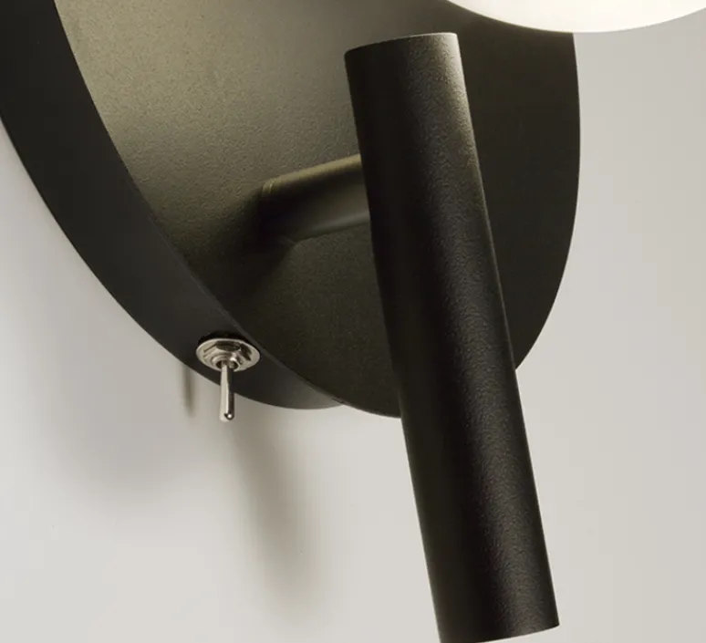 Applique*Alma light Applique, Tribeca avec bras de lecture, albâtre, , LED, 2700K, 270lm, Ø20cm, H25cm - noir