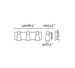 Applique triple, Lao, noir, LED, 3000k, 400lm, L42cm, H14cm - Faro