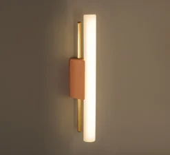 Applique*Contain Applique, Tubus 30, laiton poli, PLA terracotta, LED, dim, 2700K, 275lm, Ø3,2cm, H30cm - laiton poli, terracotta