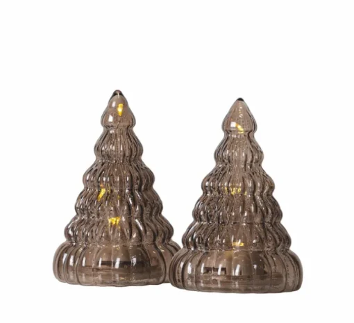 Arbre de Noël, lumineux, Lucy SET 2 pièces, chêne foncé, LED, Ø6,5cm, H9cm - Sirius