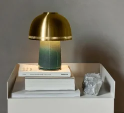 Baladeuse, Raku, bleu vert et laiton, dimmable, Ø16cm, H21cm - Andtradition