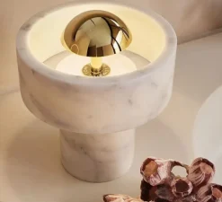 Baladeuse, Stone, Marbre blanc, LED, dim, 3000K, 160 lm, Ø19cm, H16cm - Tom Dixon