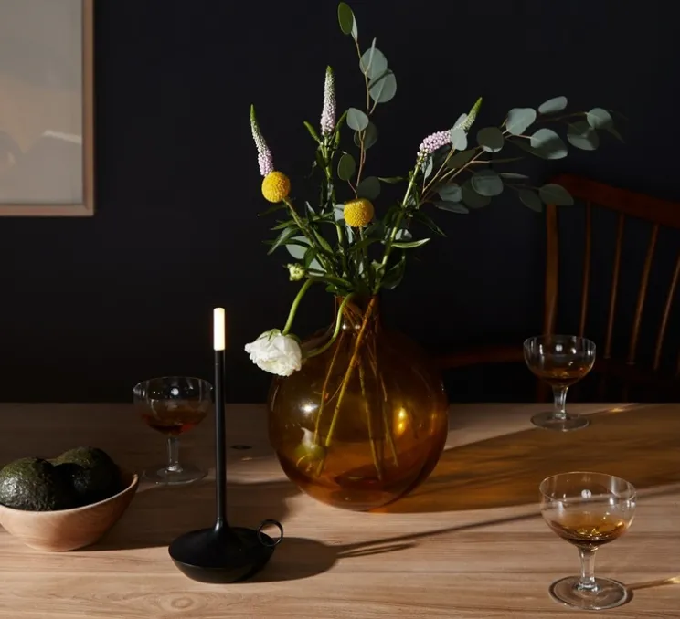 Baladeuse, Wick, noir, LED, dim, 2600K, lm, Ø12cm, H26cm - Graypants