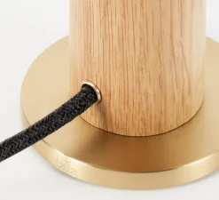 Lampe*Tala Base pour lampe, Knuckle, , Ø8,5cm, H12,5cm - chêne, laiton