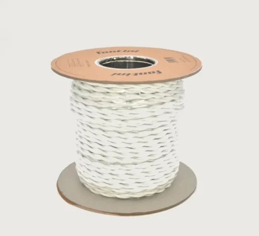 Bobine de câble tressé en fibre de verre 50 mètres, Garby, Blanc, 3x1,5mm² - Fontini