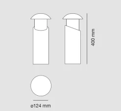 Lampadaire*9010 Novantadieci Borne, Alfiere Small, , IP65, Ø12,4cm, H40cm - gris foncé