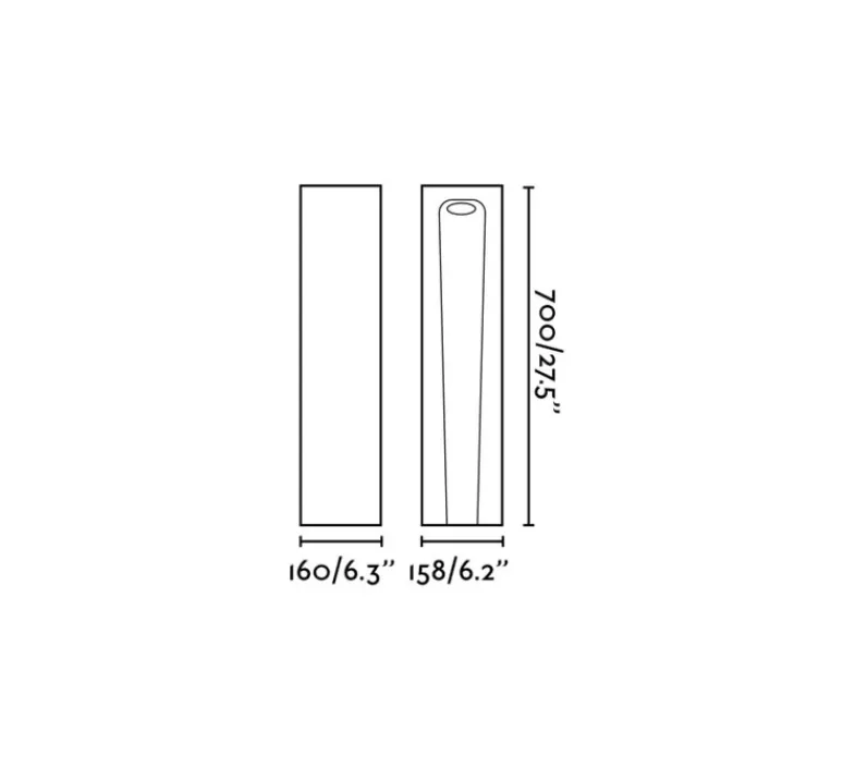 Lampadaire*Faro Borne, Grot 700, , IP55, LED, 2700K, 77 lm, L15,8cm, H70cm - béton