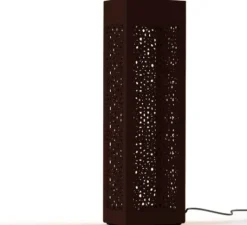 Lampadaire*Roger Pradier Borne, Hogar Moucharabieh N°7, avec prise électrique, , IP67, LED, 2700K, 2376 lm, L25cm, H81,4cm - rouille