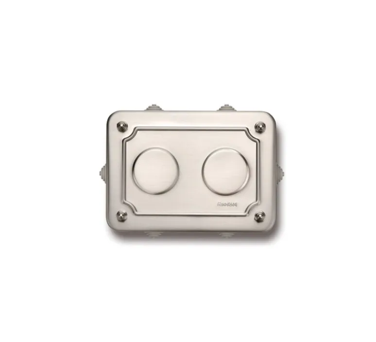 Interrupteur|Prise*Fontini Boîte de dérivation saillie 2 éléments métal nickelé, Garby, 175x125x50mm -