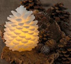 Lampe*Sirius Bougie, cire, Pomme de Pin, Clara, , LED, Ø10cm, H14cm - blanc